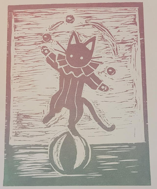 purrformer, woodcut